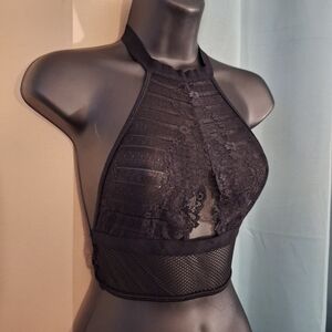 Source Unknown Black Lace Halter Bra